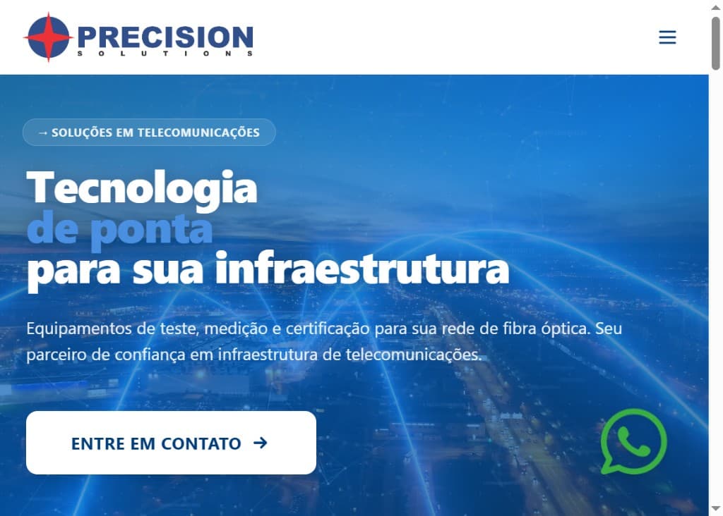 Captura de ecrã do projeto Precision Solutions