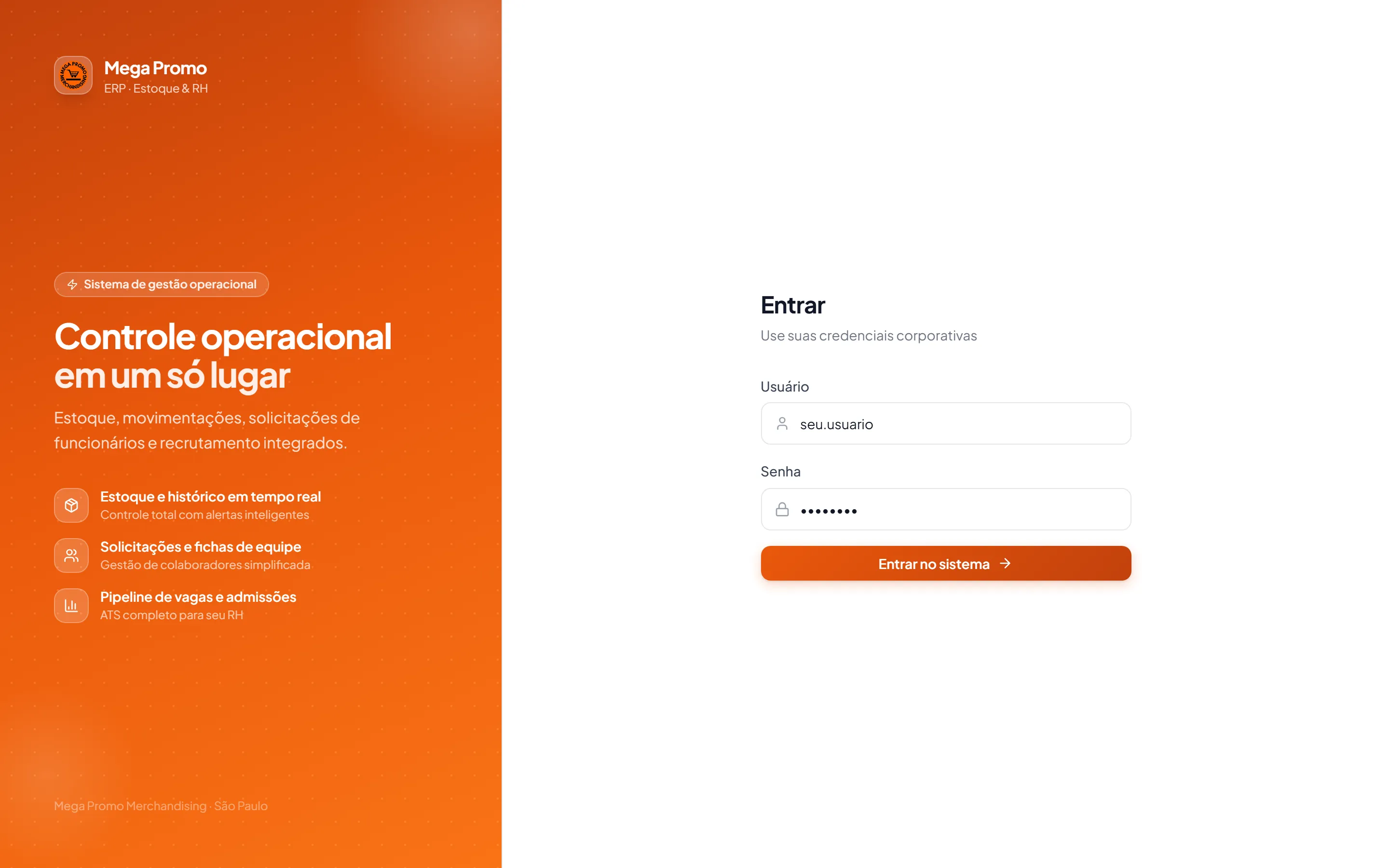 Tela de acesso — Mega Promo Estoque